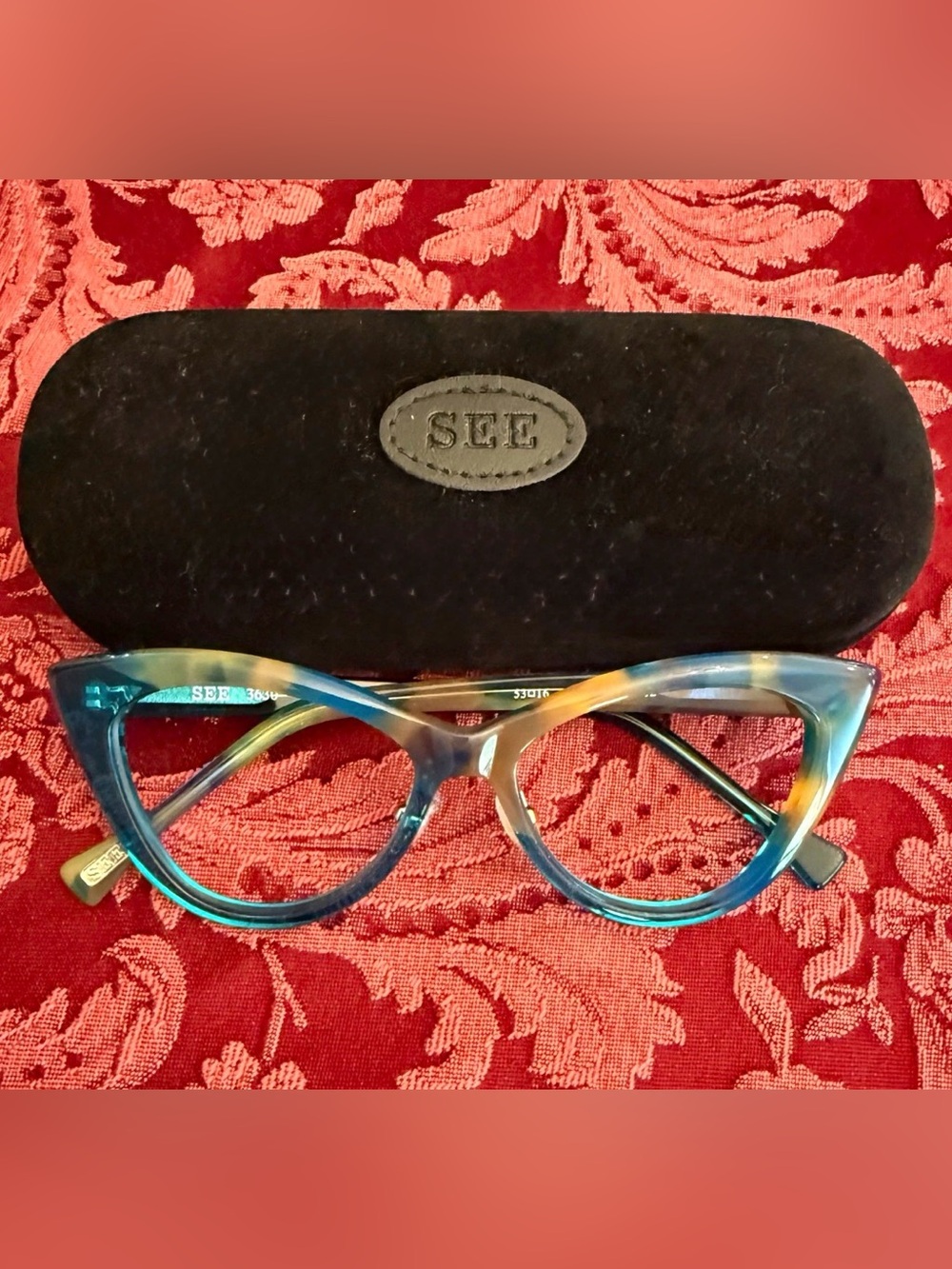 SEE Eyewear 3630 Cat Eye Glasses Frames Turquoise Tortoise Optical NWOT